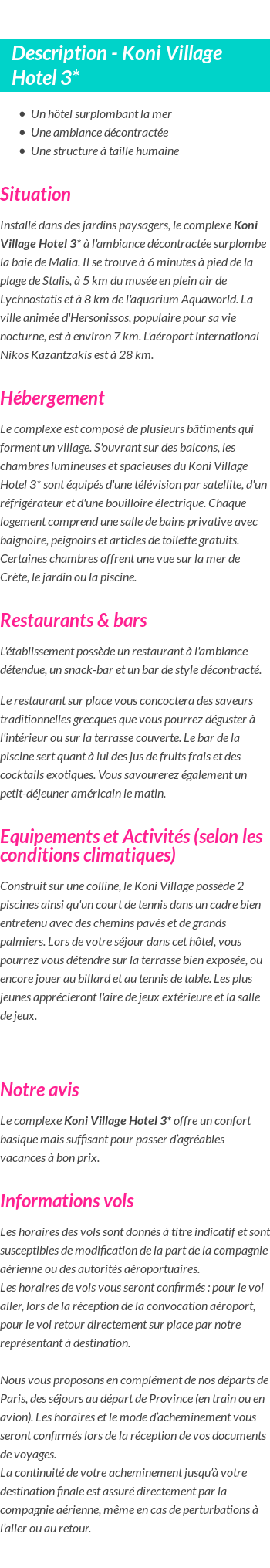 Détails du séjour