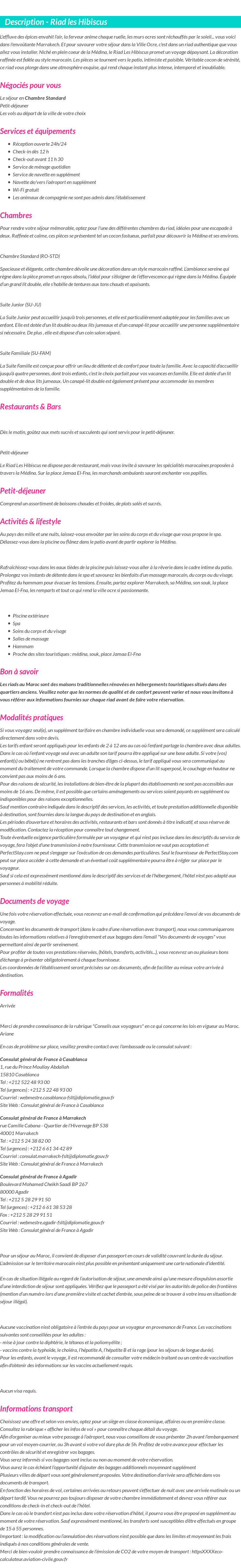 Détails du séjour