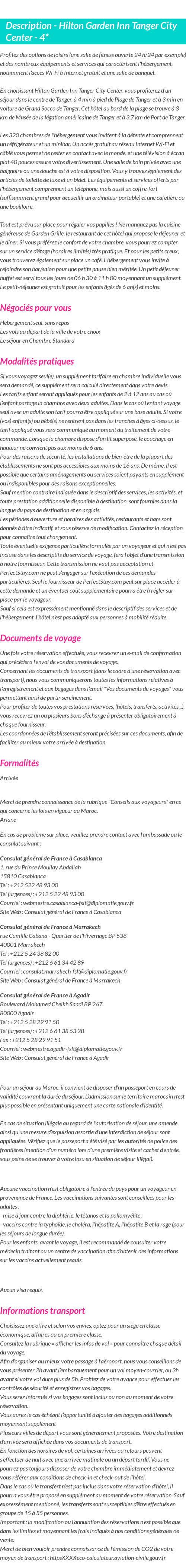 Détails du séjour