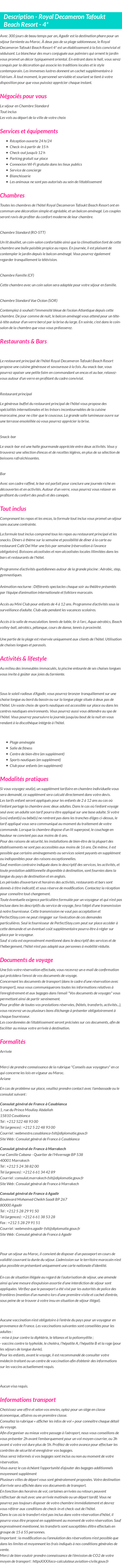 Détails du séjour