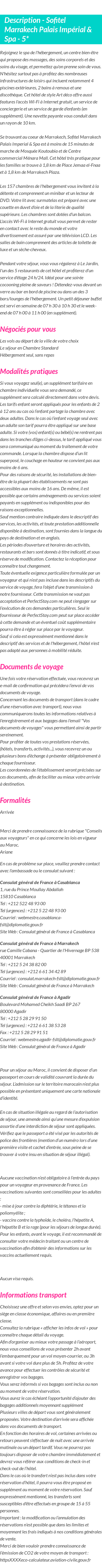 Détails du séjour