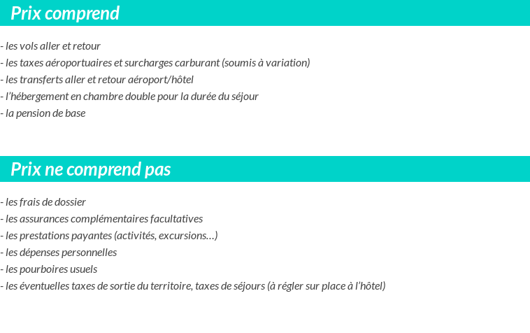 Conditions tarifaires