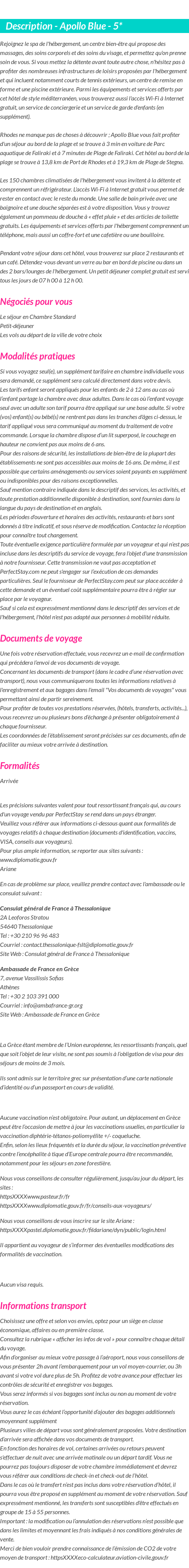Détails du séjour