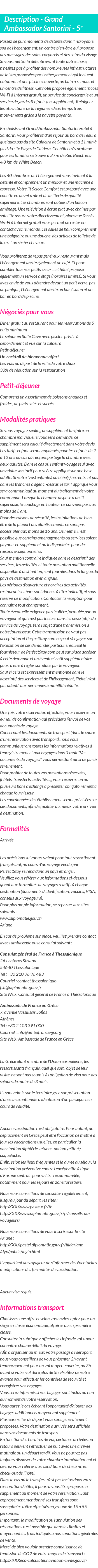 Détails du séjour