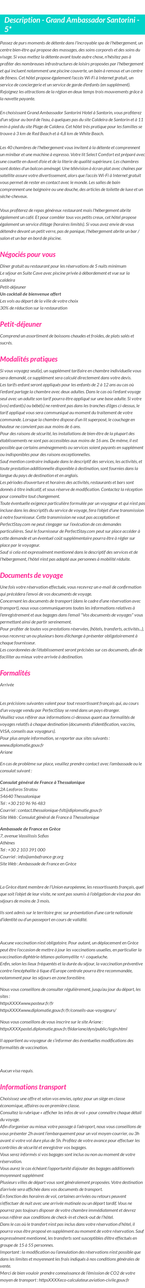 Détails du séjour