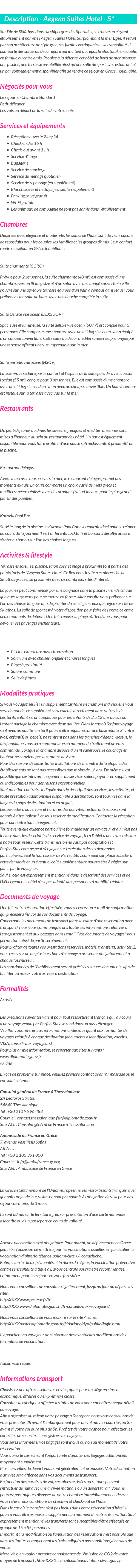 Détails du séjour