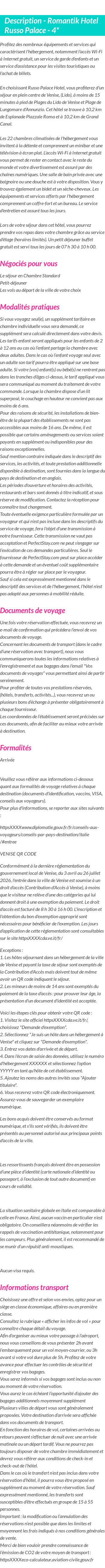 Détails du séjour