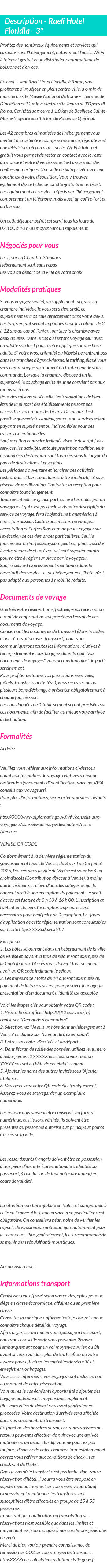 Détails du séjour