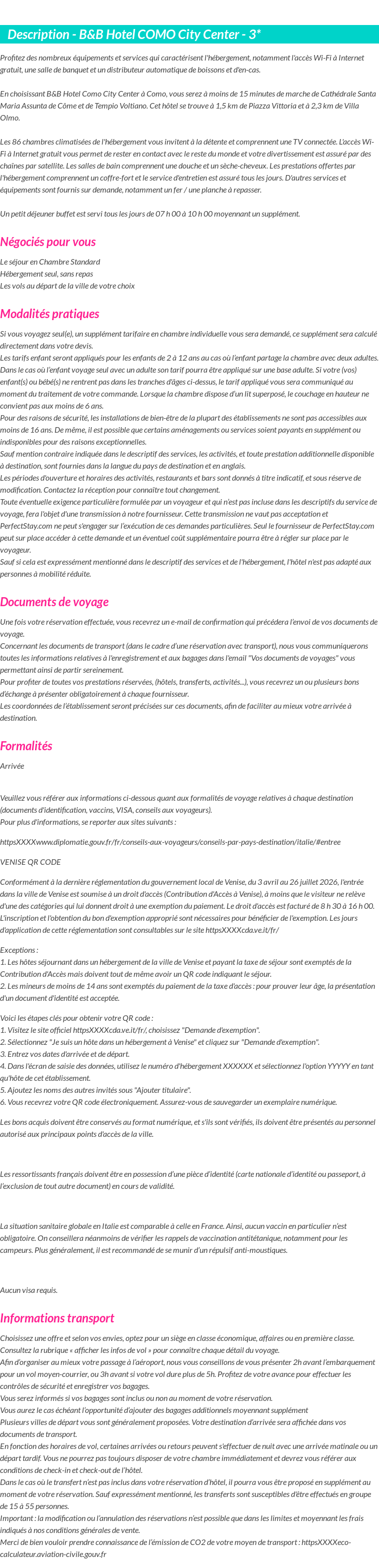 Détails du séjour