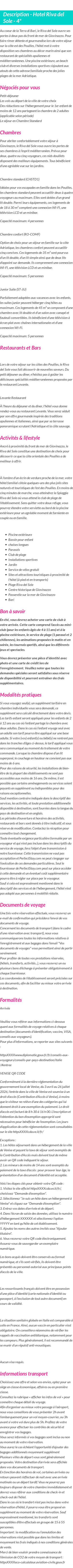 Détails du séjour