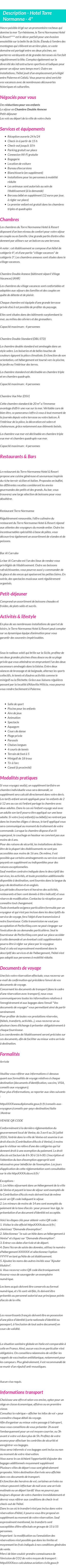 Détails du séjour