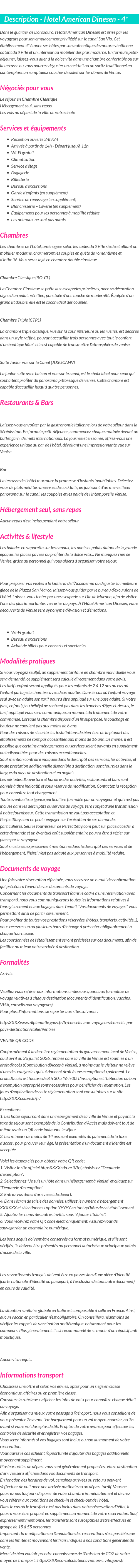 Détails du séjour