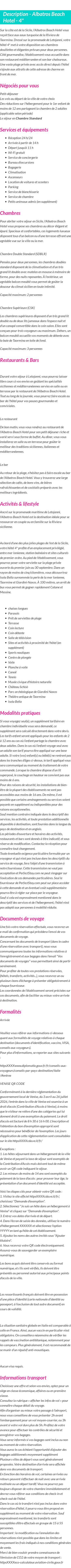 Détails du séjour