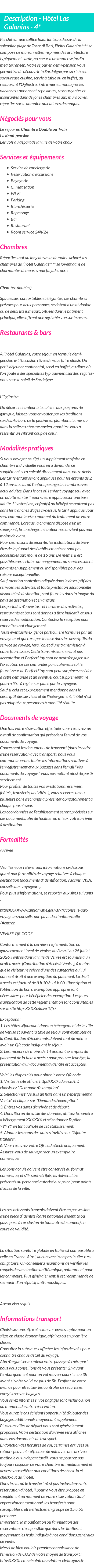 Détails du séjour