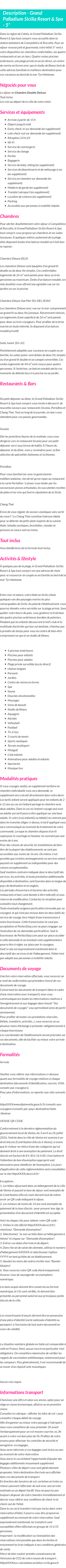 Détails du séjour