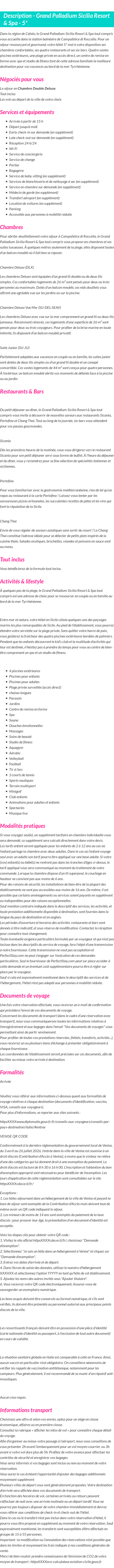 Détails du séjour