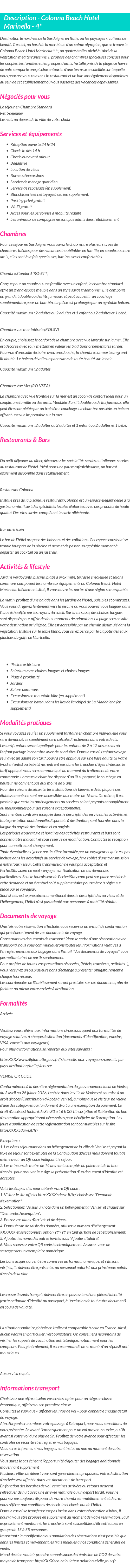 Détails du séjour