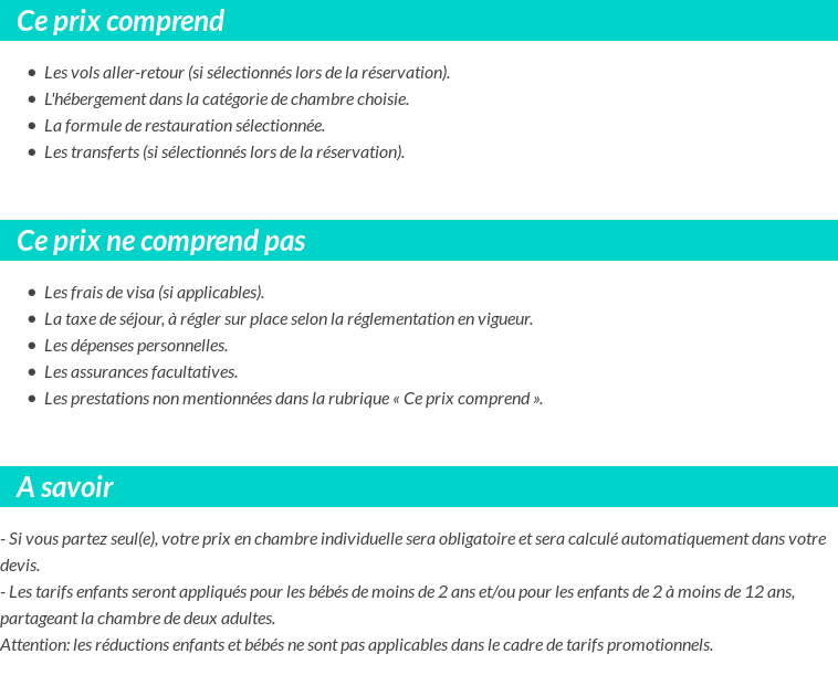 Conditions tarifaires
