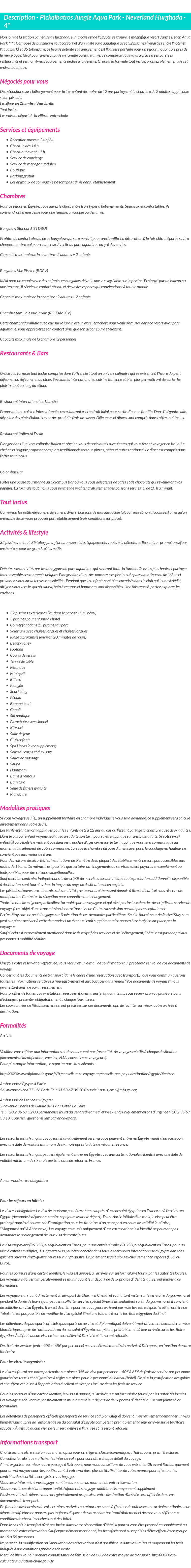 Détails du séjour