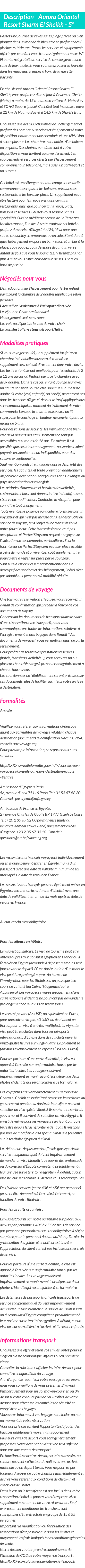Détails du séjour