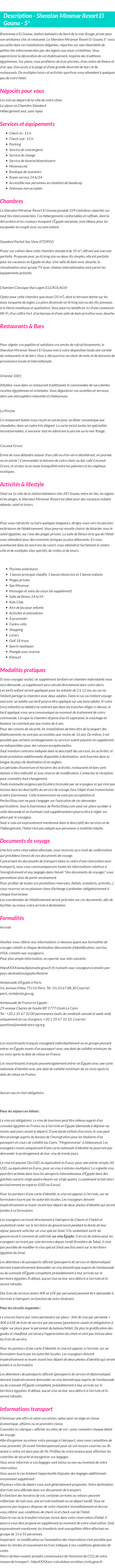 Détails du séjour