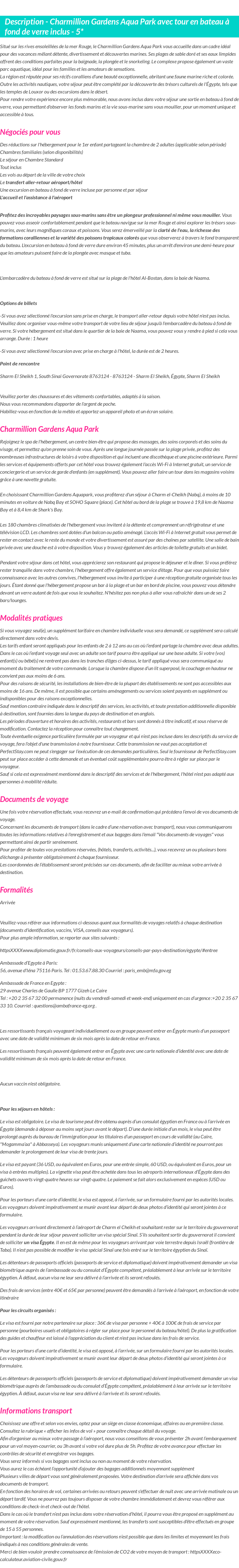 Détails du séjour