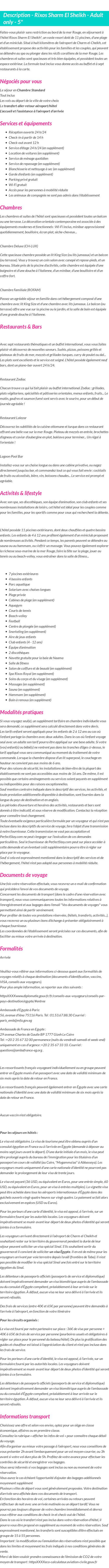Détails du séjour
