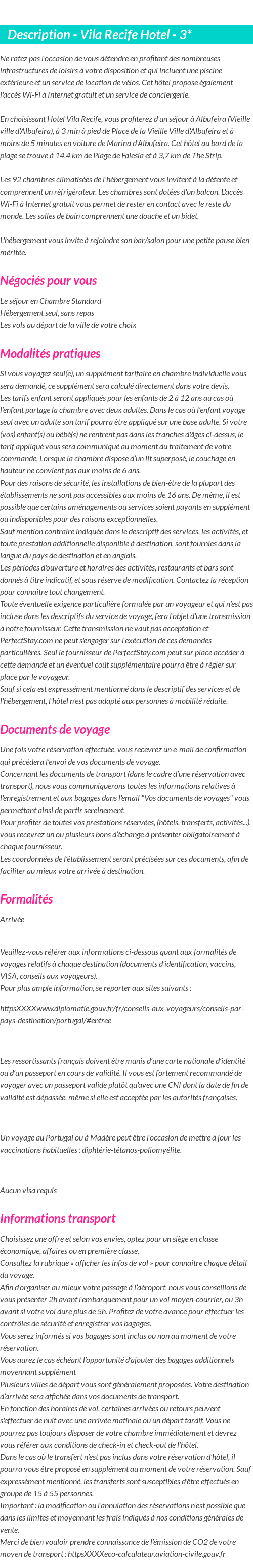 Détails du séjour
