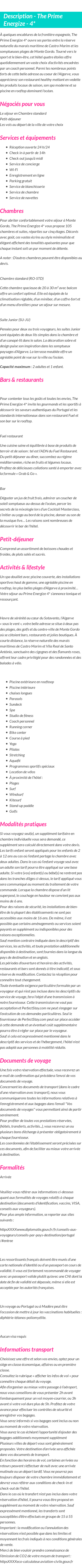 Détails du séjour