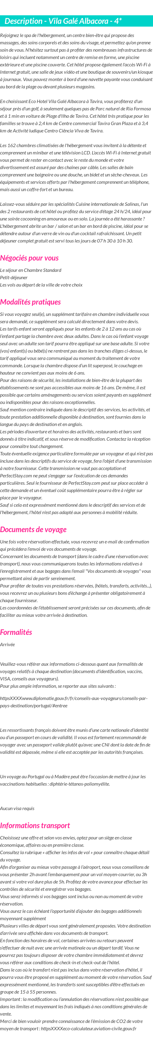 Détails du séjour