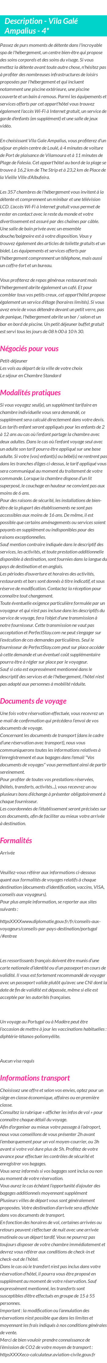 Détails du séjour