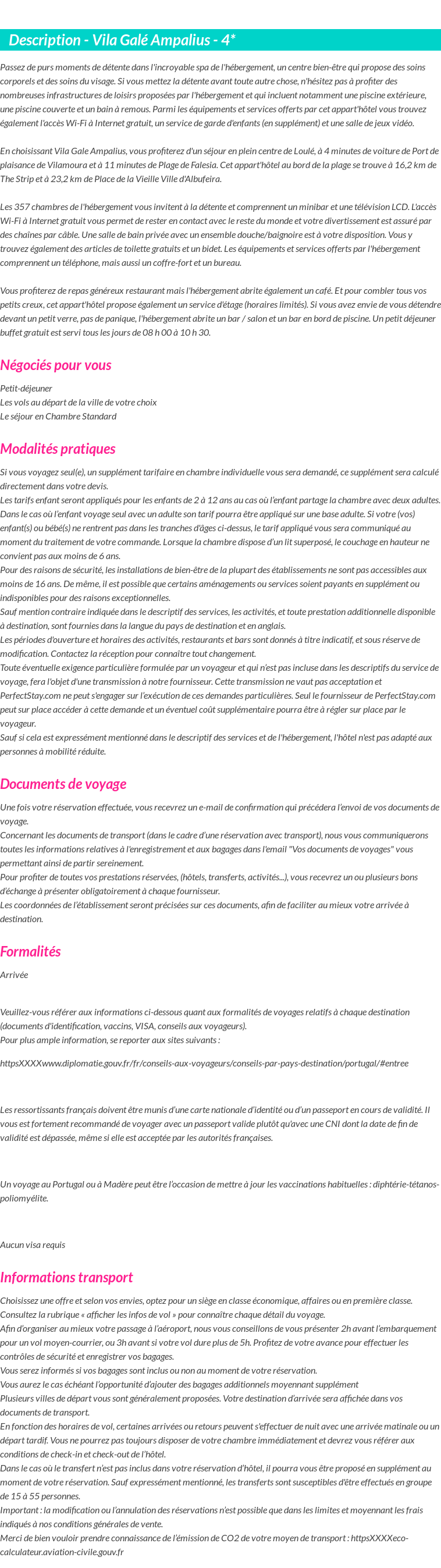 Détails du séjour