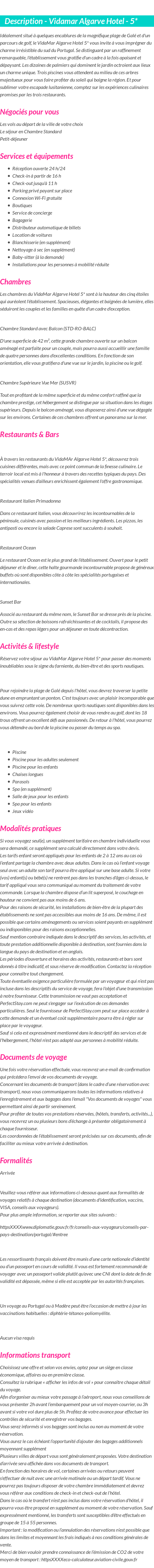 Détails du séjour