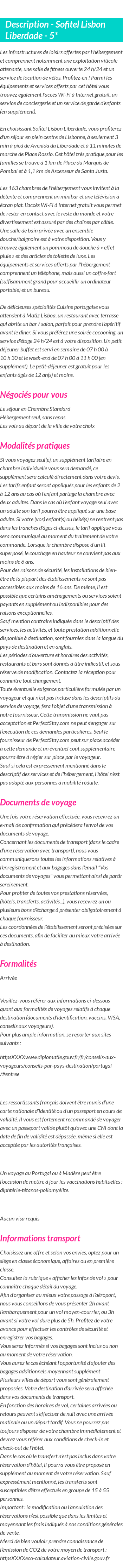 Détails du séjour
