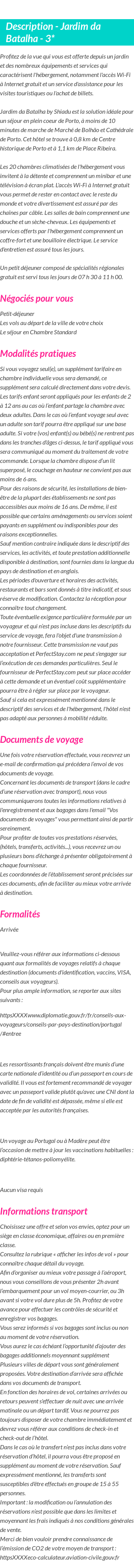 Détails du séjour