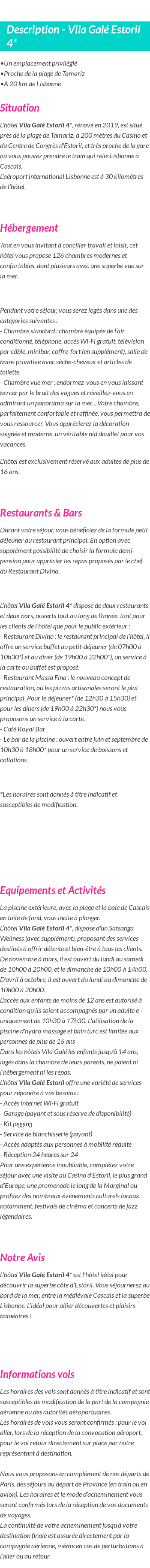 Détails du séjour