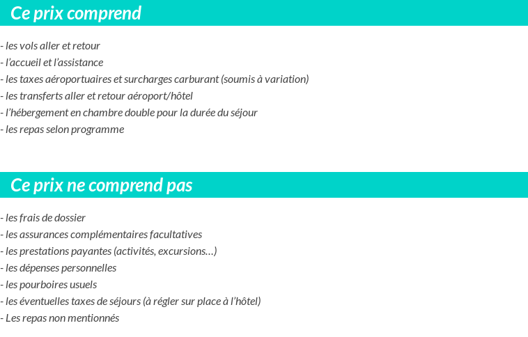 Conditions tarifaires