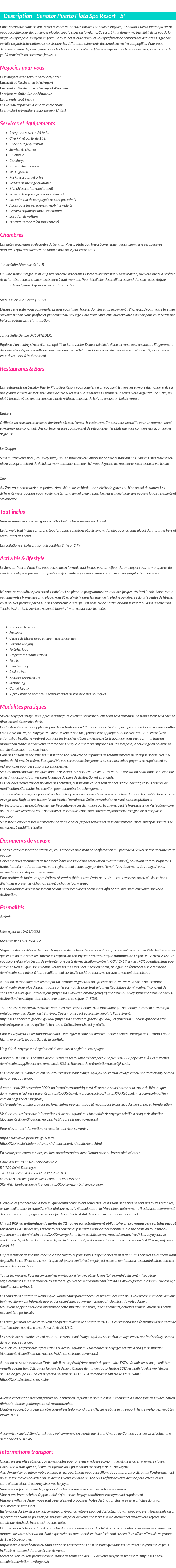 Détails du séjour