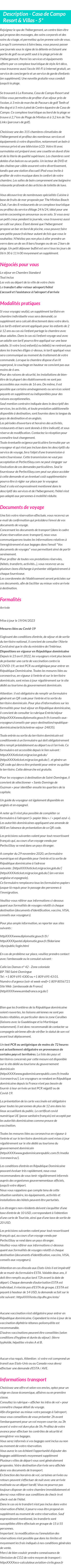 Détails du séjour