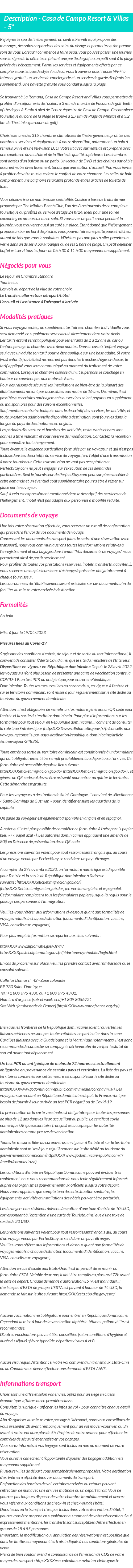 Détails du séjour