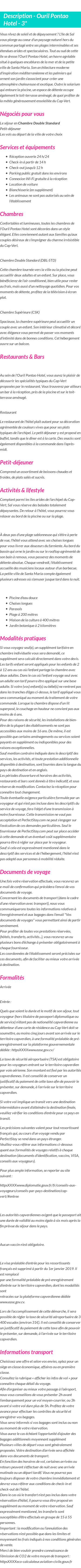 Détails du séjour