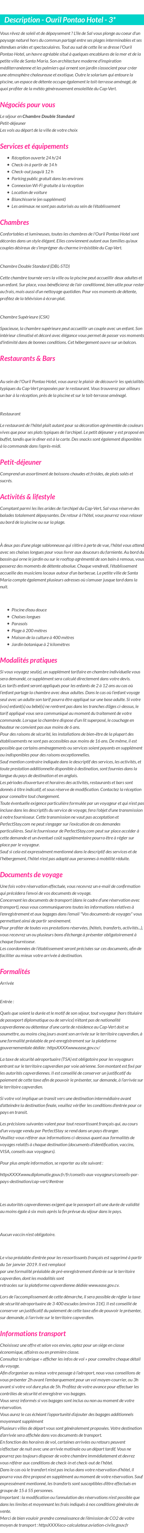Détails du séjour
