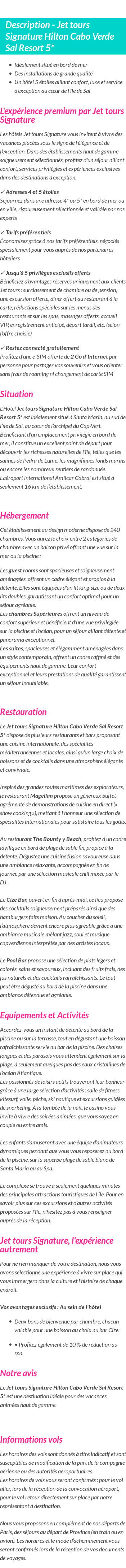 Détails du séjour