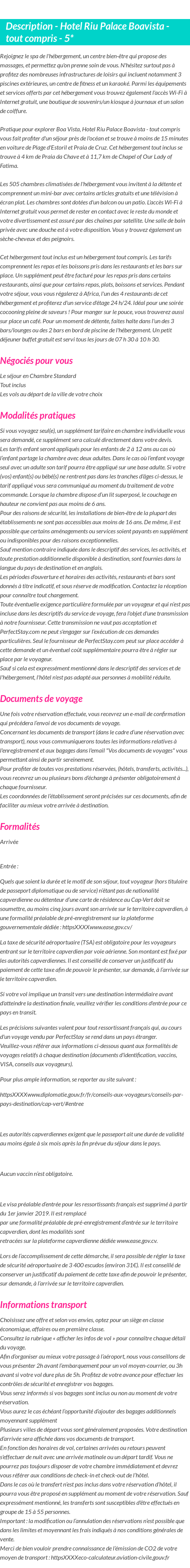 Détails du séjour