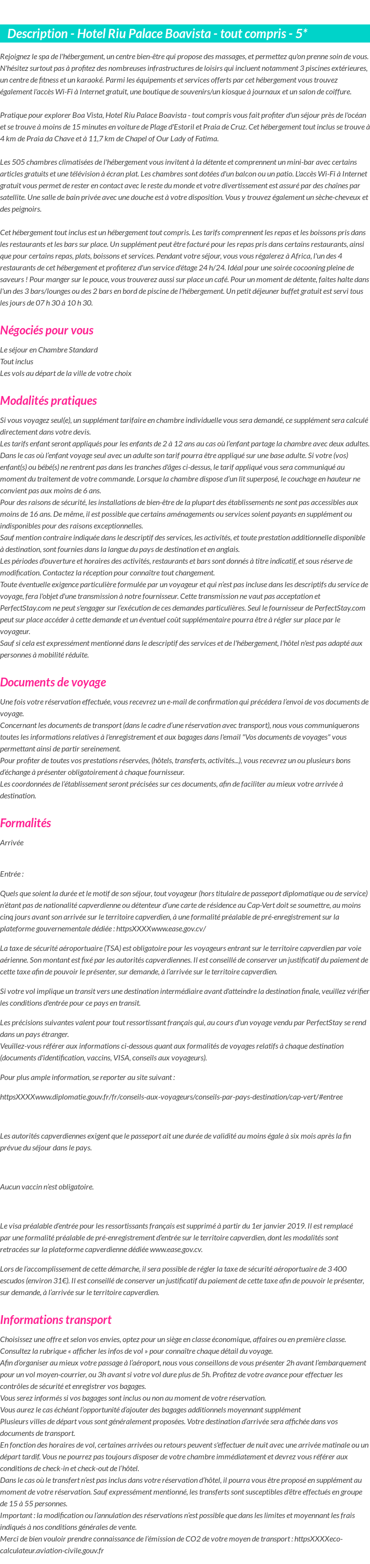 Détails du séjour