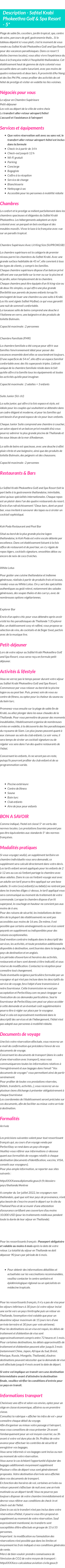 Détails du séjour