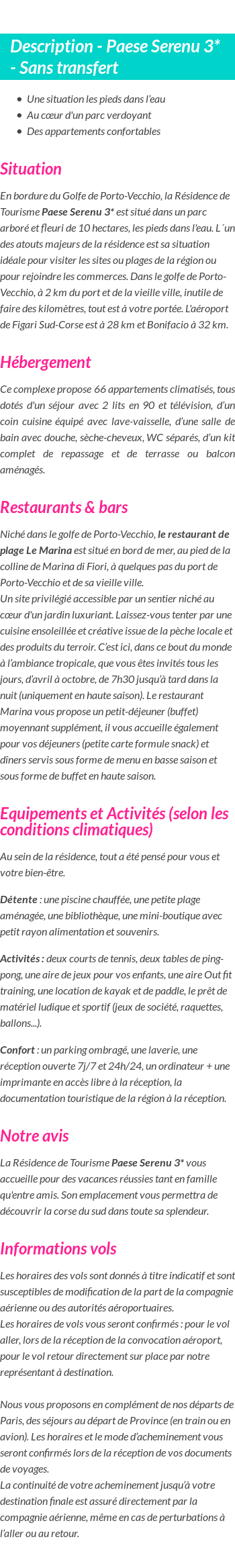Détails du séjour