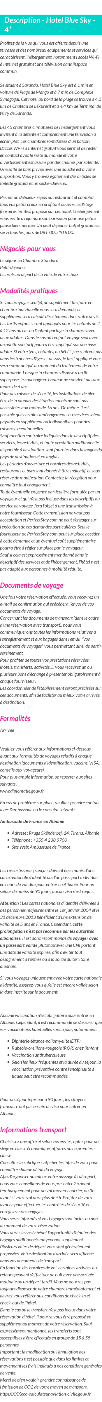 Détails du séjour