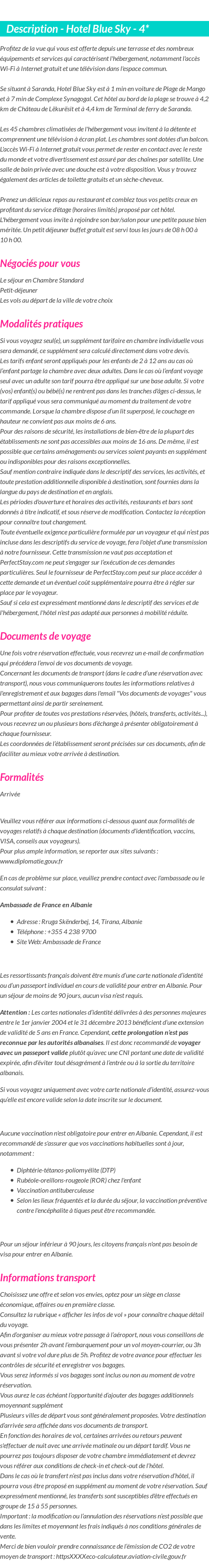 Détails du séjour
