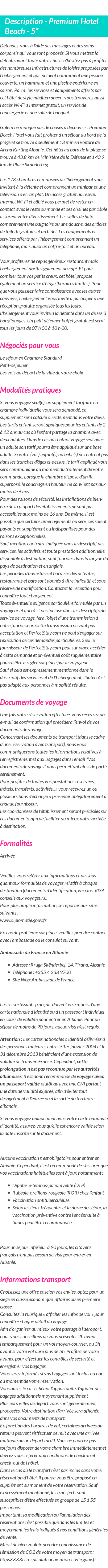 Détails du séjour